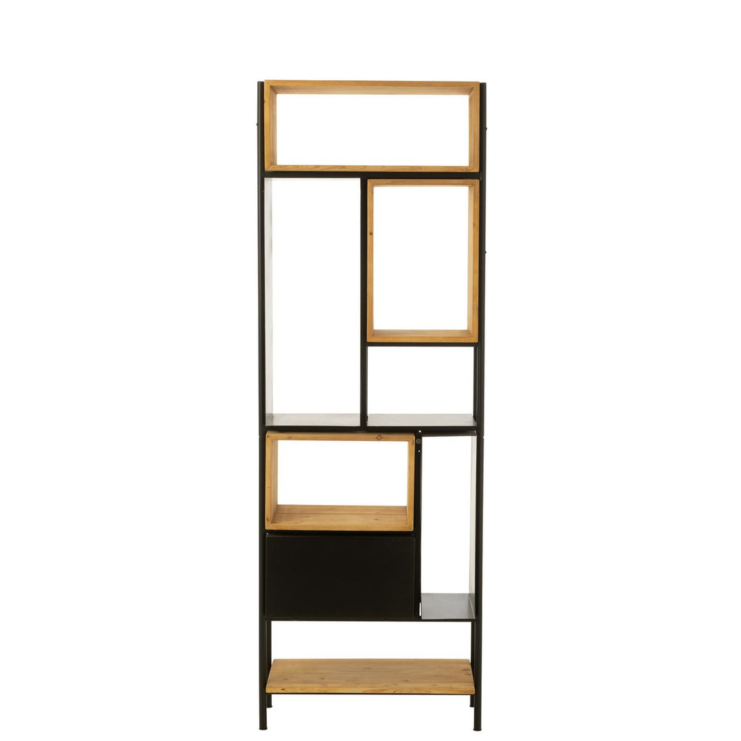 J-Line Cabinet Shelf Tina Wood Black Natural Small