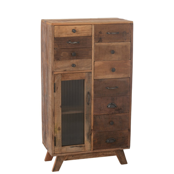 J-Line Cabinet Retro Recycled Wood Glass Natural