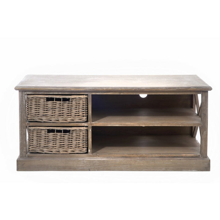 J-Line TV cabinet 2 baskets wood grey natural