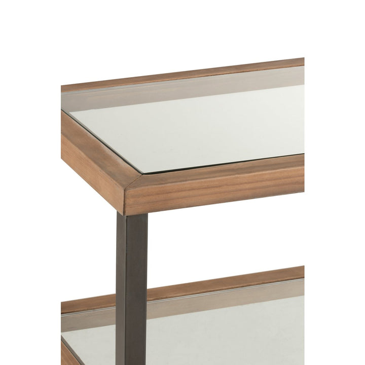 J-Line Konsole 3 Ebenen Glas Holz Braun