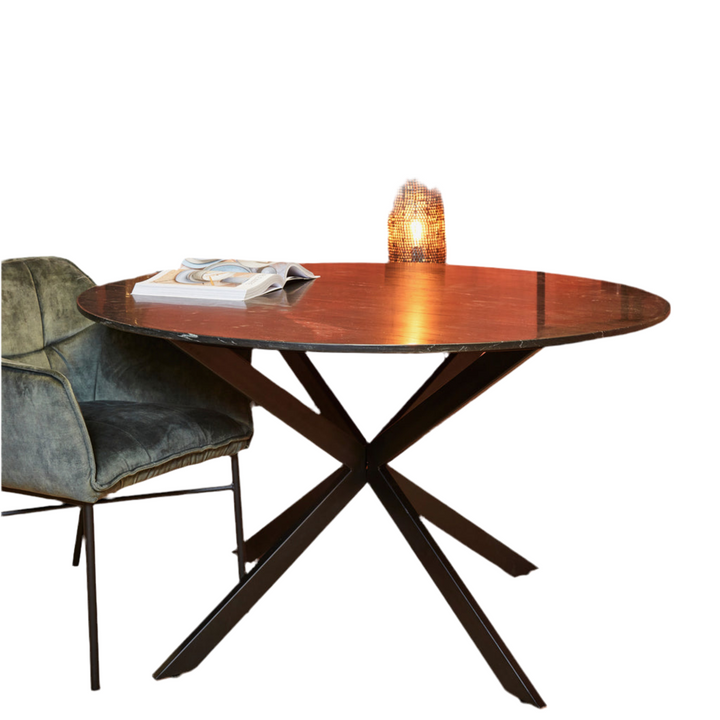 Eetkamertafel Lynn | Rond | Zwart marmer | 130 CM