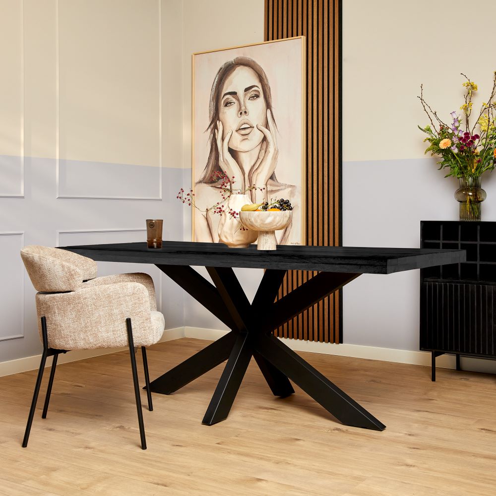 Eetkamertafel Denver Black | 160 cm