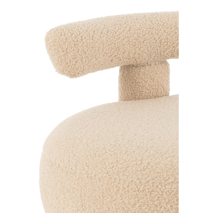 J-Line Pouf Round mit Rückenlehne Bouclé Warm Beige