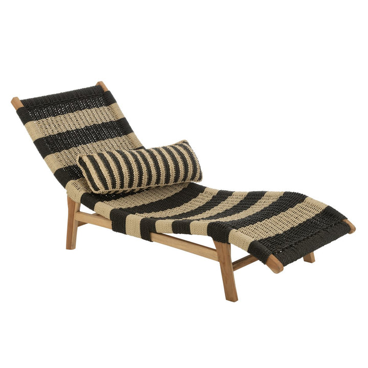 J-Line Lounger Cushion Stripes Woven Teak Black Natural 