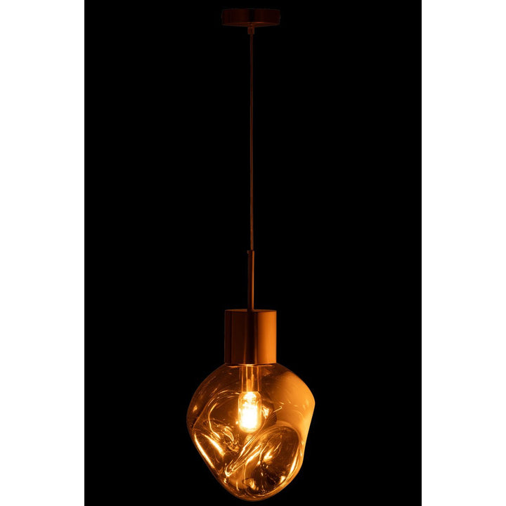 J-Line Hanglamp Goud Metaal Glas Grijs