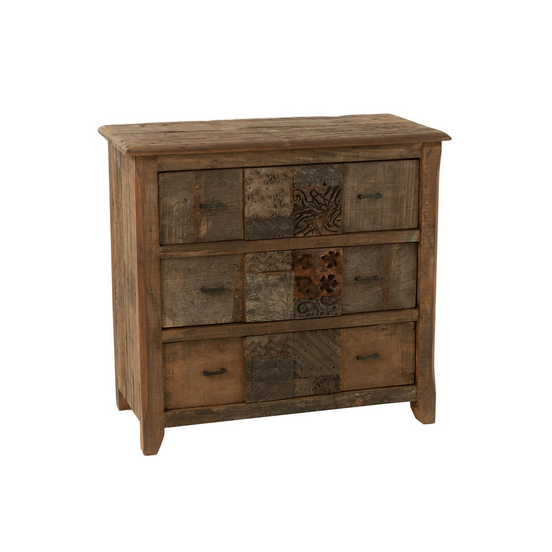 J-Line Cabinet Antique Aged Wood Brown