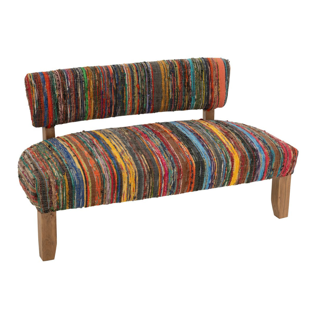 J-Line Dining bench Chindi 2-person Wood Textile Mix