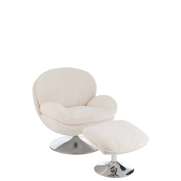 J-Line Relaxsessel + Fußhocker Metall Creme