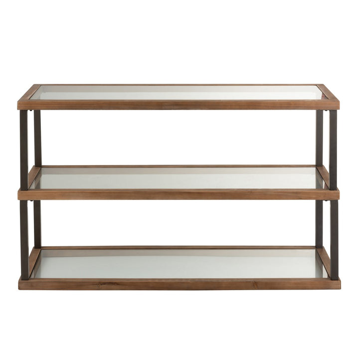 J-Line Konsole 3 Ebenen Glas Holz Braun