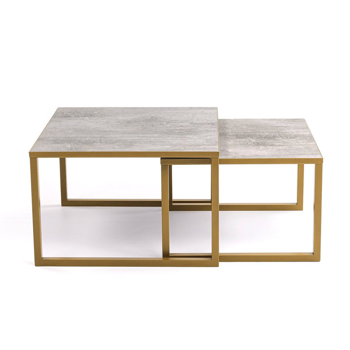 Stalux Coffee Table Set Lisa 65 - 50 cm Gold Concrete