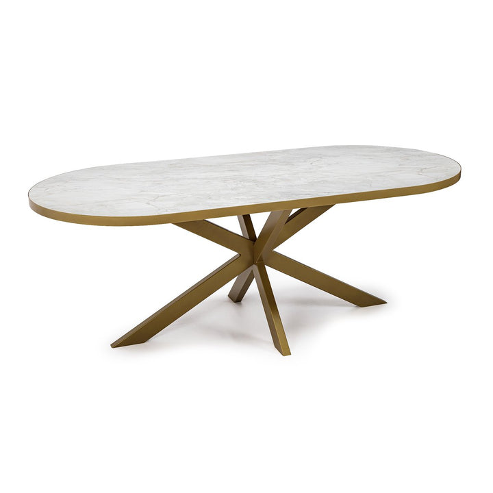 Stalux Eettafel Noud Goud/Wit Marmer