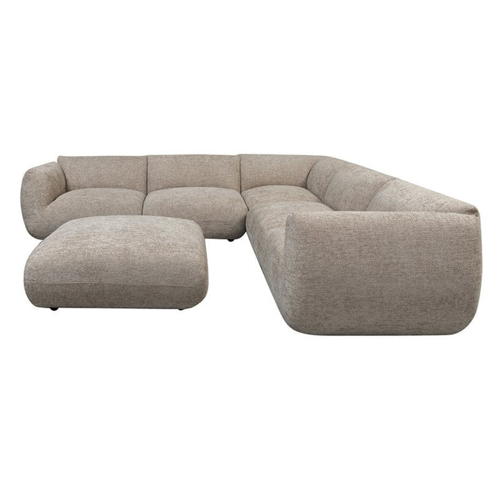 Sofa Amsterdam 6-Sitzer Ecksofa + Ottomane Sofa Latte