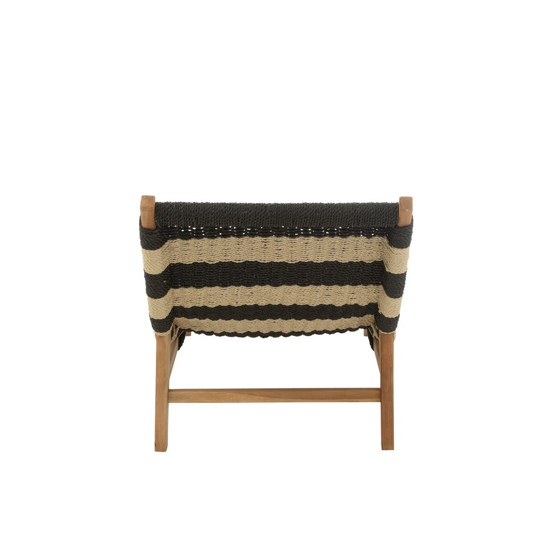 J-Line Lounger Cushion Stripes Woven Teak Black Natural 