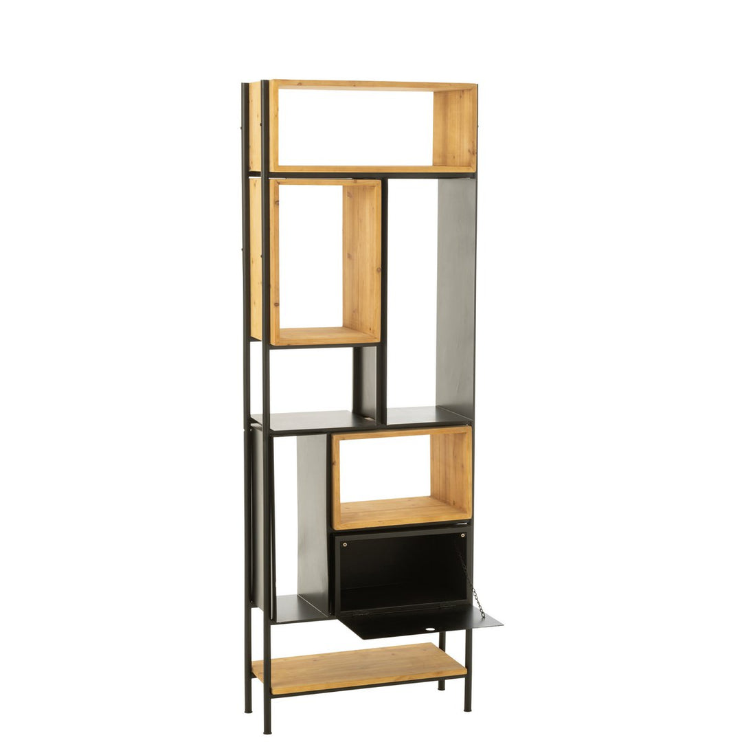 J-Line Cabinet Shelf Tina Wood Black Natural Small