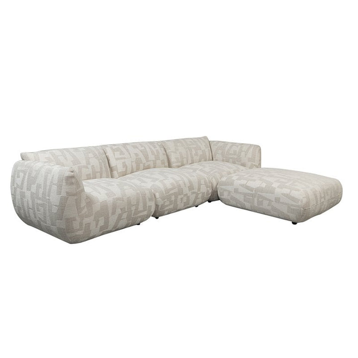 Bank Amsterdam 4 Seater + Ottoman White Glyphs