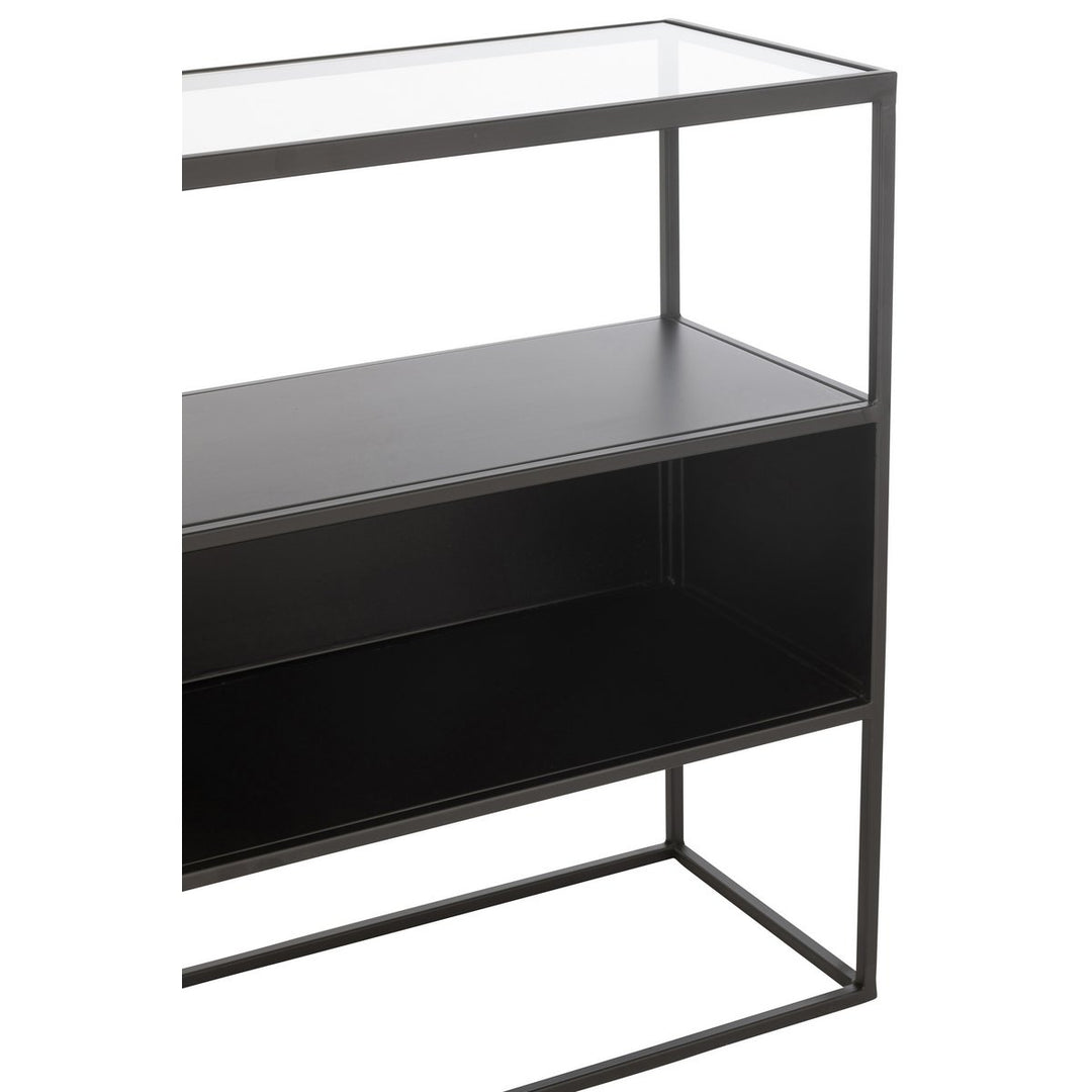 J-Line Console Vierkant Metaal Glas Zwart