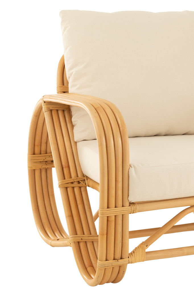 J-Line Sessel + Kissen Rattan Textil Naturweiß