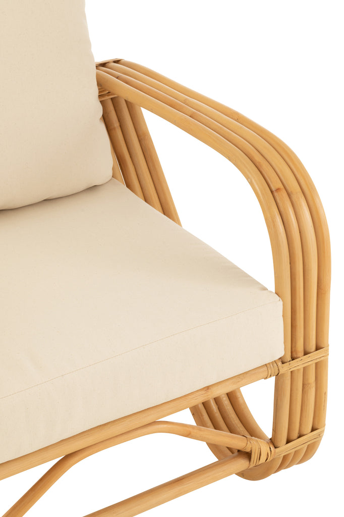 J-Line Sessel + Kissen Rattan Textil Naturweiß