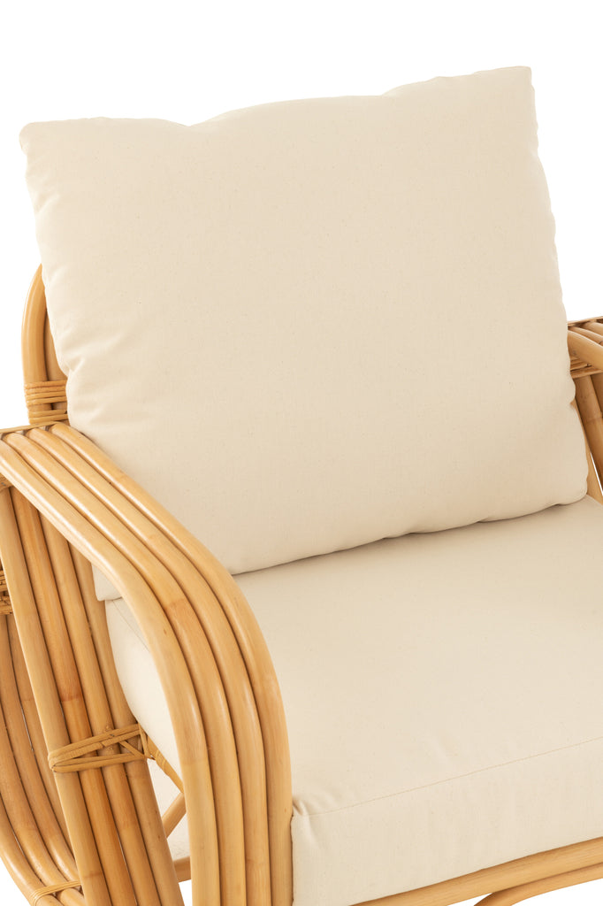 J-Line Sessel + Kissen Rattan Textil Naturweiß