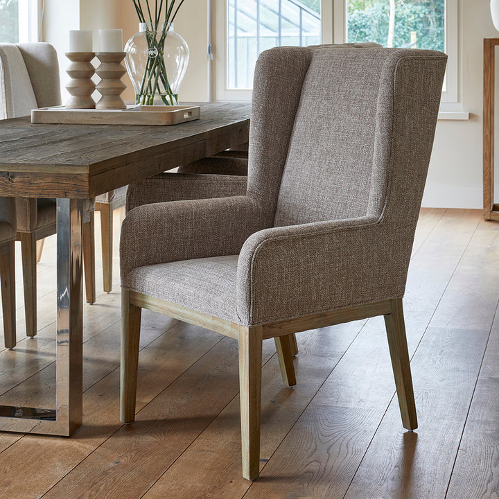 Riviera Maison Dining Chair Ascot Bright Taupe Chenille Jacquard