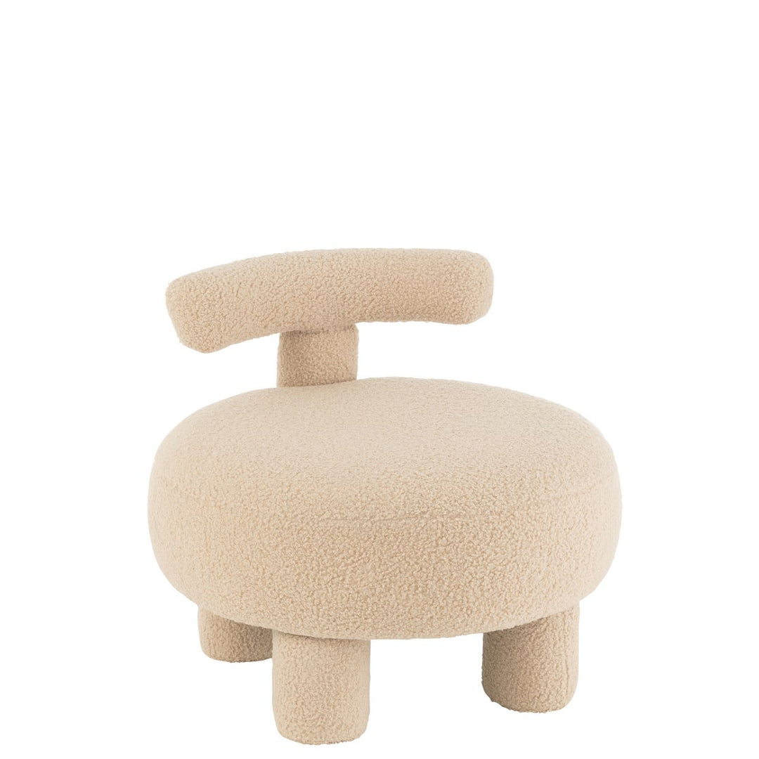 J-Line Pouf Round mit Rückenlehne Bouclé Warm Beige