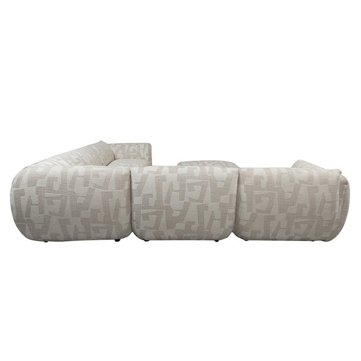 Bank Amsterdam 6 Seater Corner Sofa + Ottoman Sofa White Glyphs