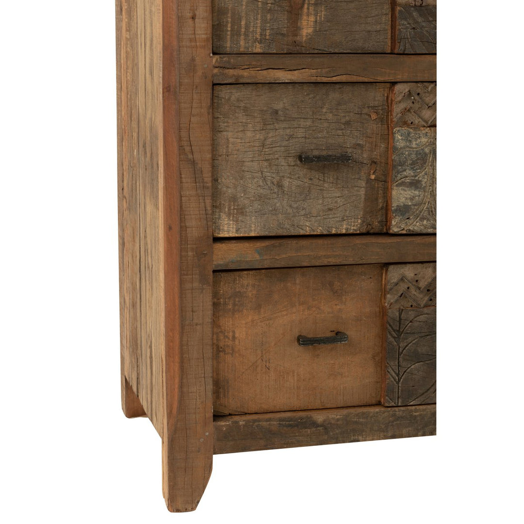 J-Line Cabinet Antique Aged Wood Brown