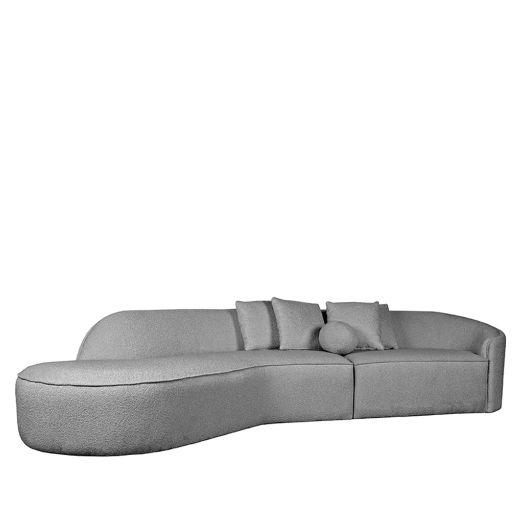 LABEL51 Bank Stelvio Grey Boucle 4-Seater + Corner Left