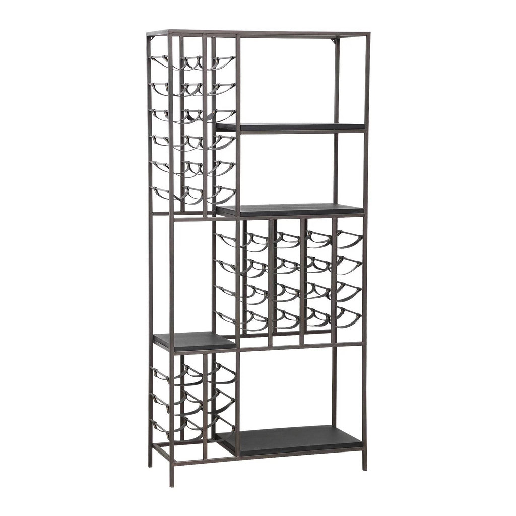 PTMD Wine Cabinet Bas Black Wood Metal