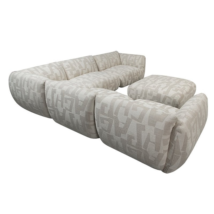 Bank Amsterdam 6 Seater Corner Sofa + Ottoman Sofa White Glyphs