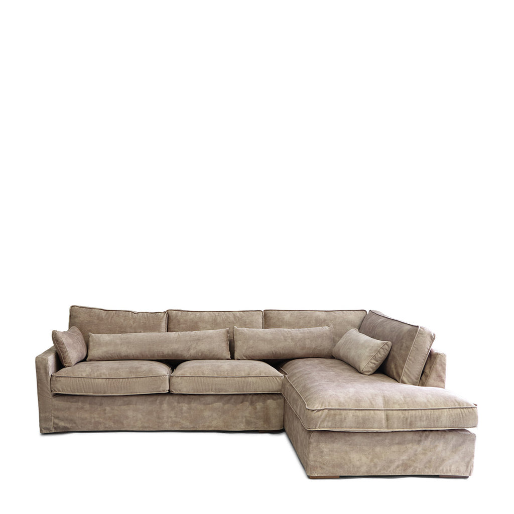 Rivièra Maison Chaise Longue Bank Rechts Brompton Cross Velvet Beige