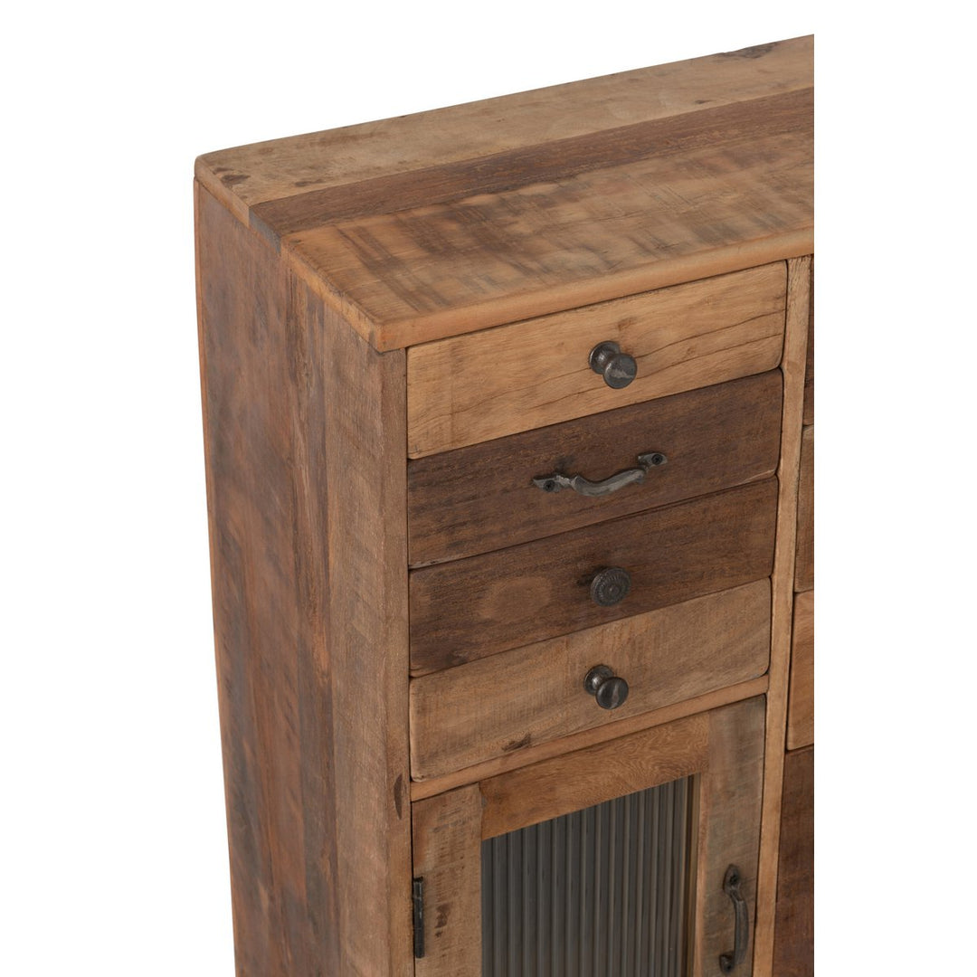 J-Line Cabinet Retro Recycled Wood Glass Natural