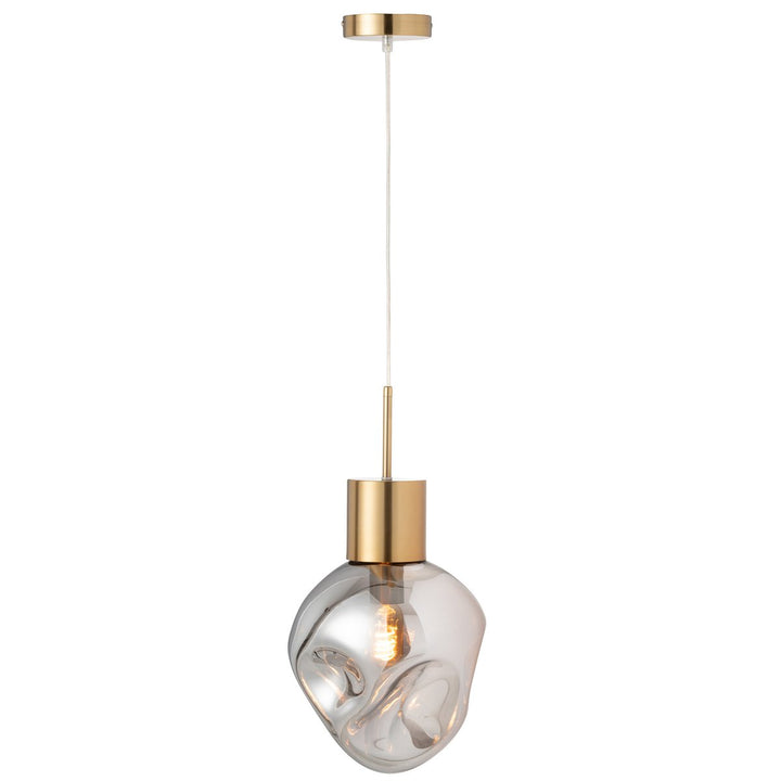 J-Line Hanglamp Goud Metaal Glas Grijs