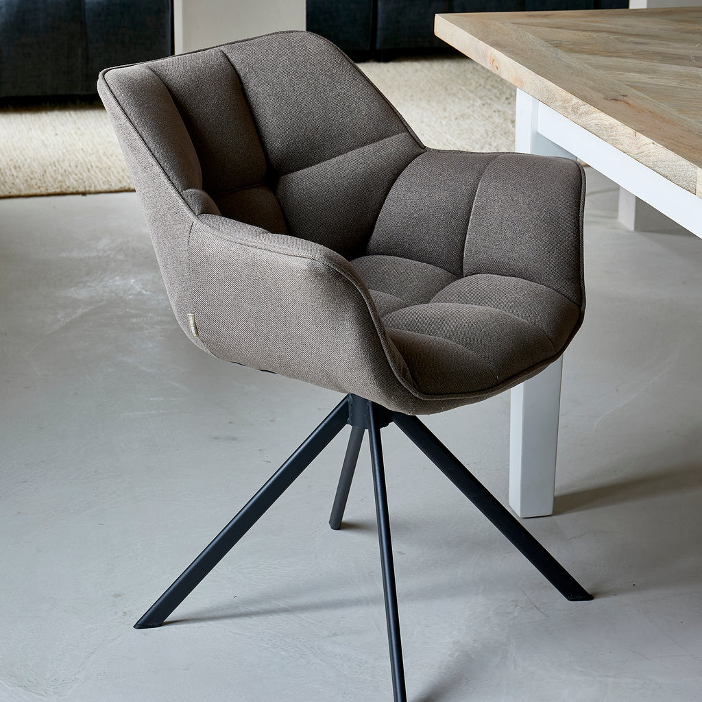 Rivièra Maison Draaibare Eetkamerstoel Carnaby Dark Taupe