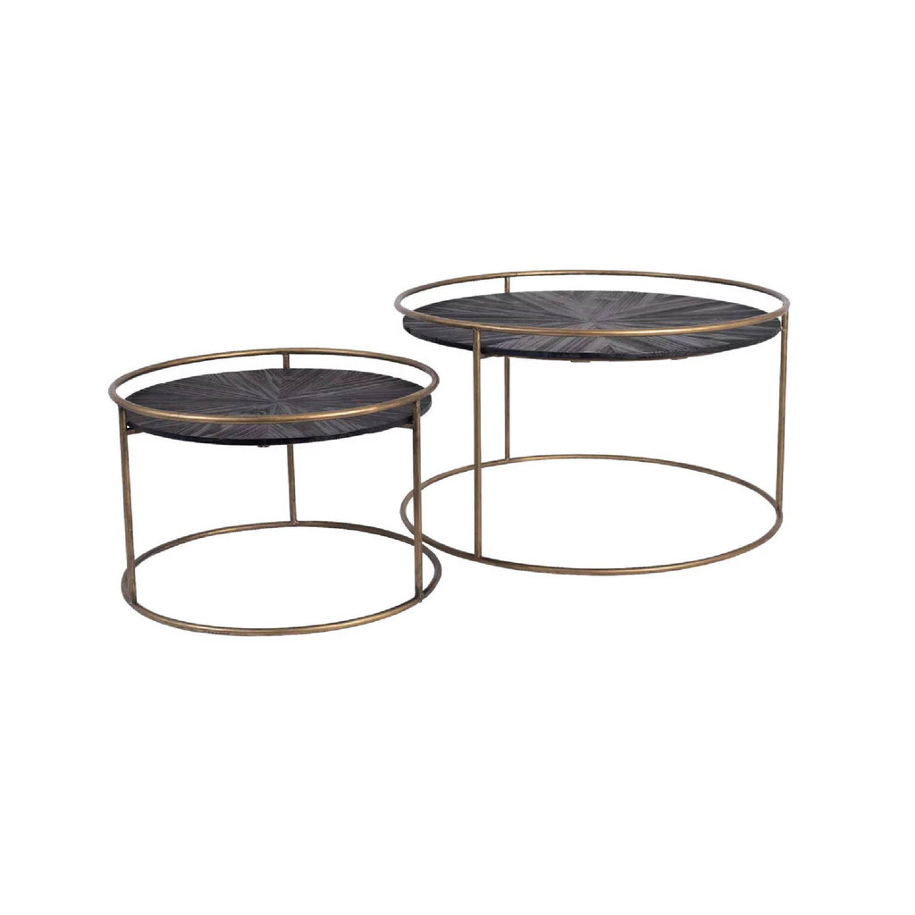 PTMD Carry Black Wood Coffeetable Rond Goud sv2