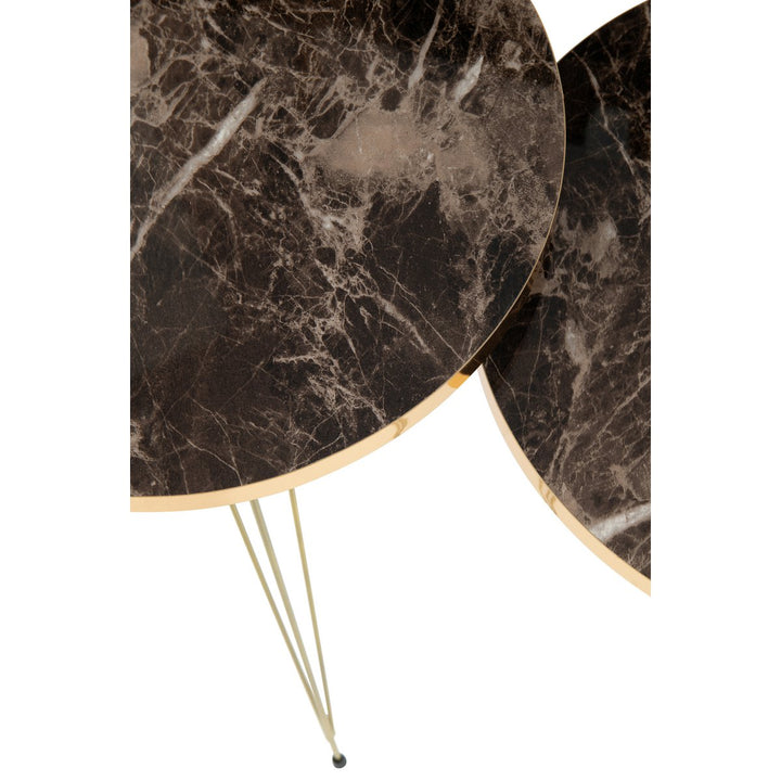 J-Line Side tables Metal Marble Gold/black set of 3