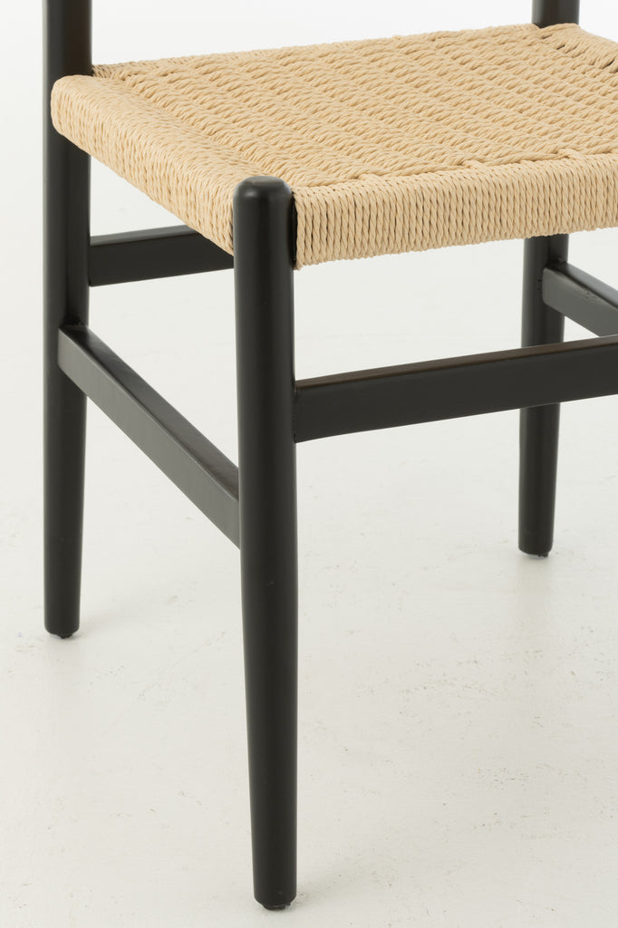 J-Line Chair Beech Wood Rope Black