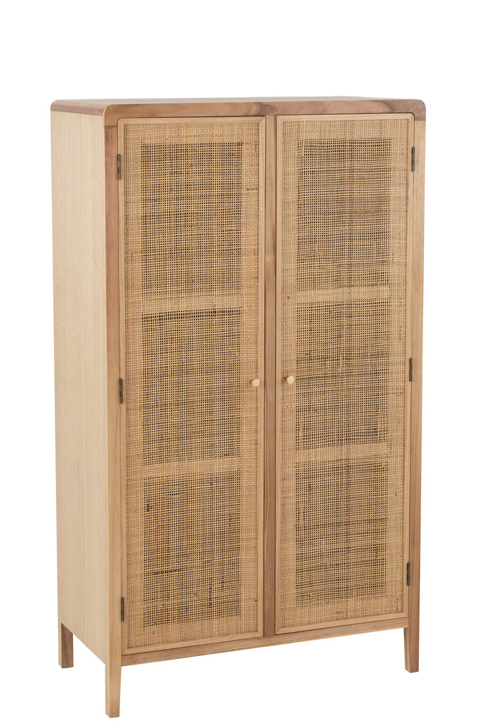 J-Line Cabinet 2 Doors Wood Rattan Natural