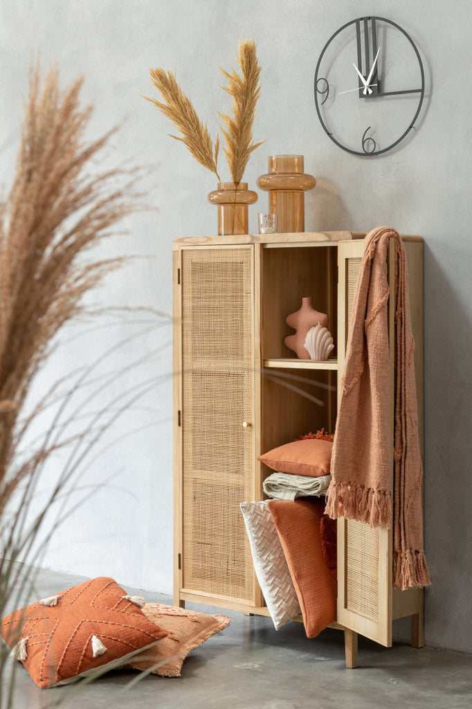 J-Line Cabinet 2 Doors Wood Rattan Natural