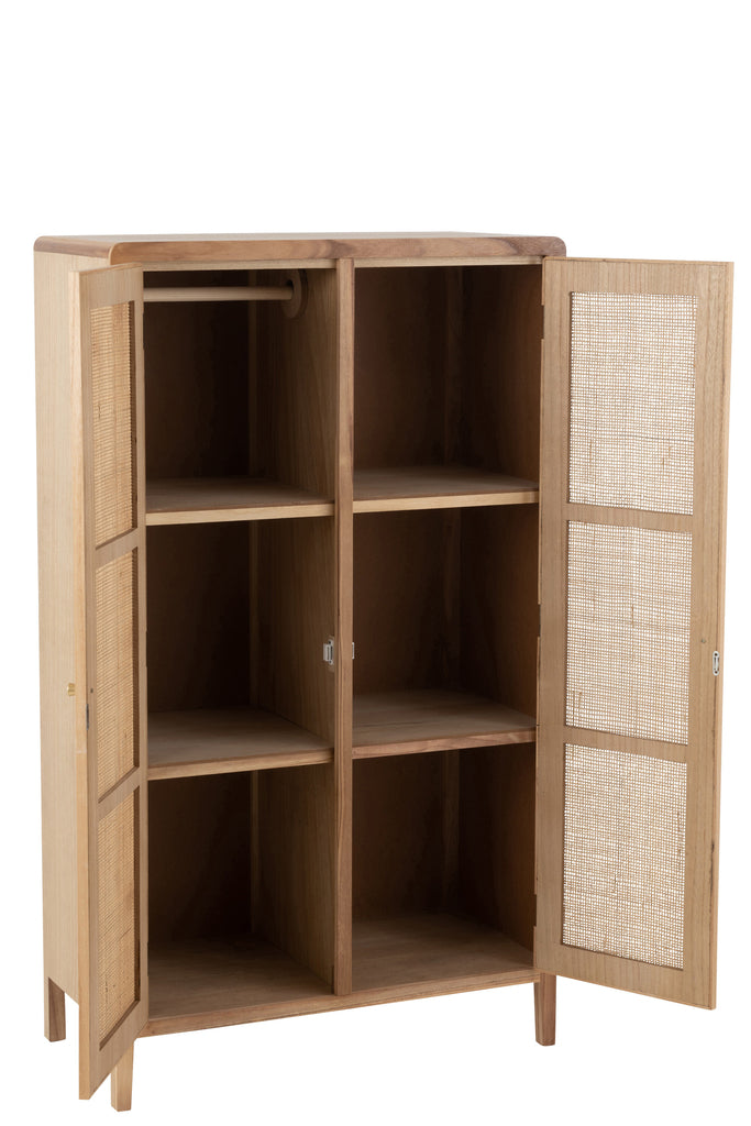 J-Line Cabinet 2 Doors Wood Rattan Natural