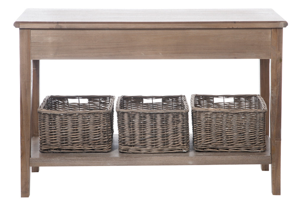 J-Line Console 2 drawers 3 baskets Wd Grey