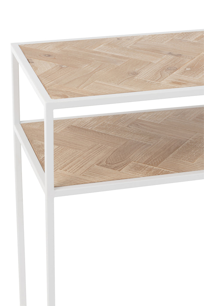 J-Line Console Zigzag Wood Metal Natural White