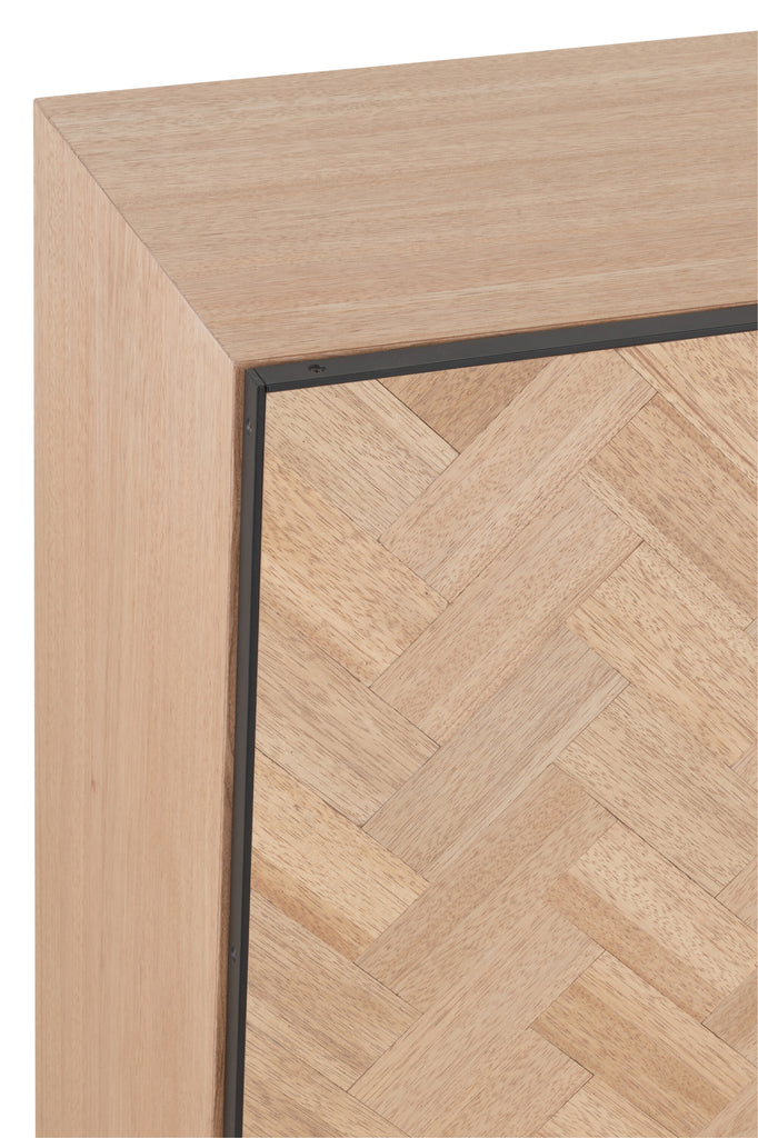 J-Line Kast Laag 2 Deurs Zigzag Hout Metaal Naturel Zwart