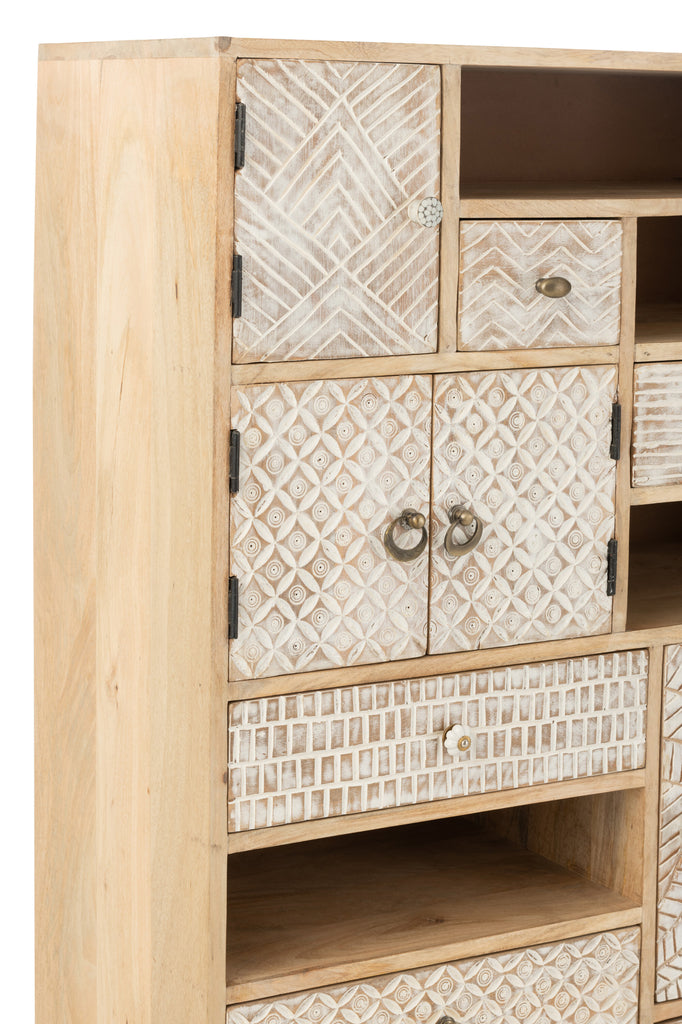 J-Line Wandkast 10 Lades Hout Naturel