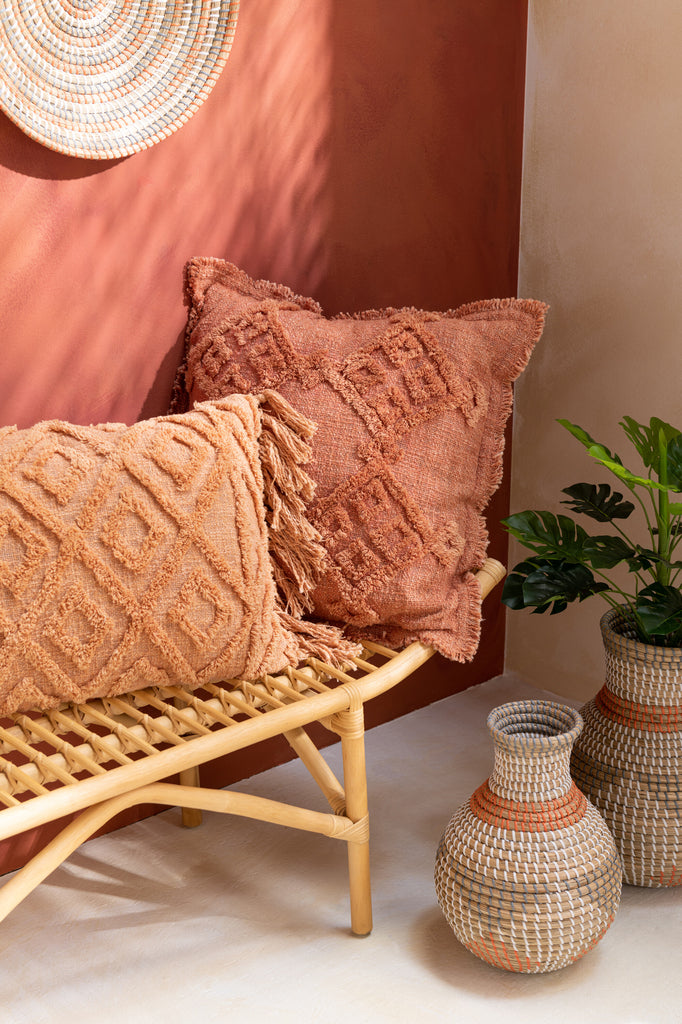 Cushion Fringe Cotton Terracotta