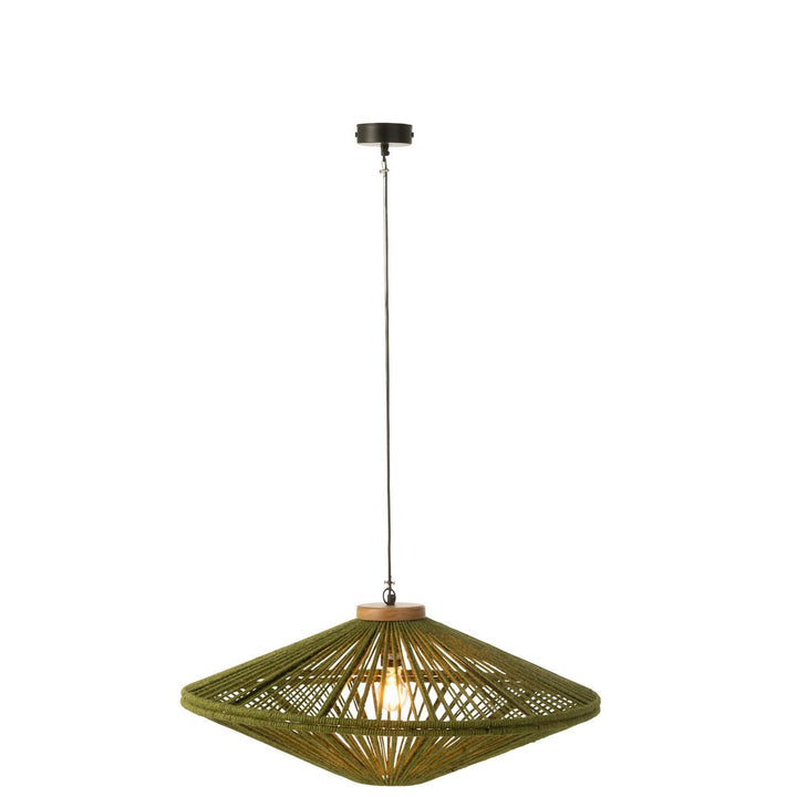 J-Line Hanging Lamp Ovni Iron Jute Green Medium