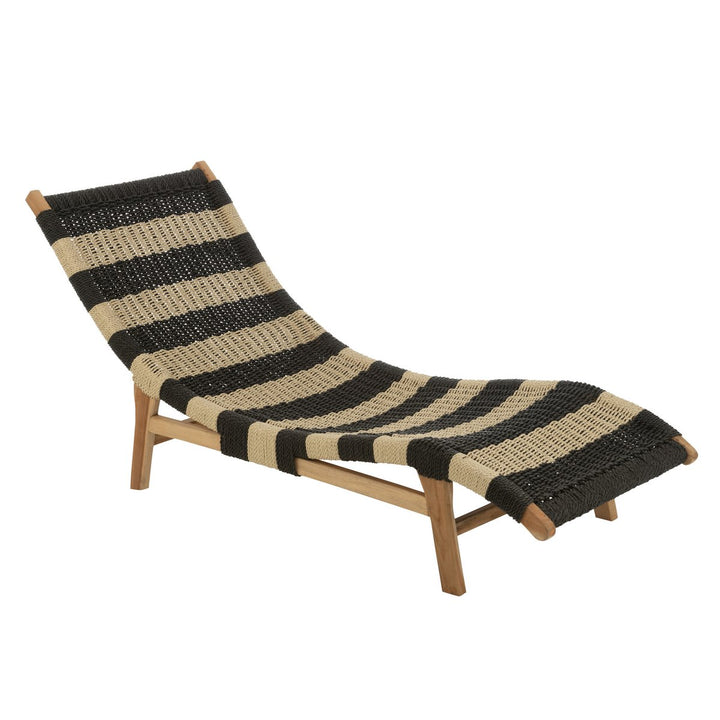 J-Line Lounger Cushion Stripes Woven Teak Black Natural 