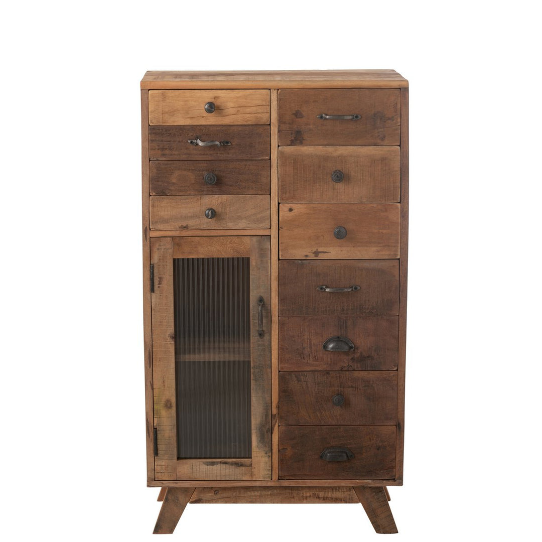 J-Line Cabinet Retro Recycled Wood Glass Natural