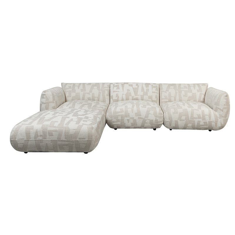 Bank Amsterdam 4 Seater + Ottoman White Glyphs