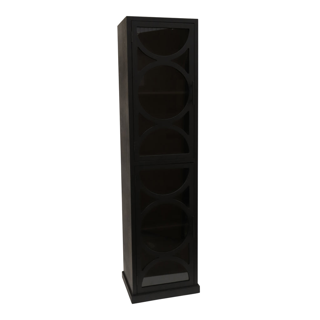 PTMD Dailey Wall Cabinet Black Wood Smoke Glass